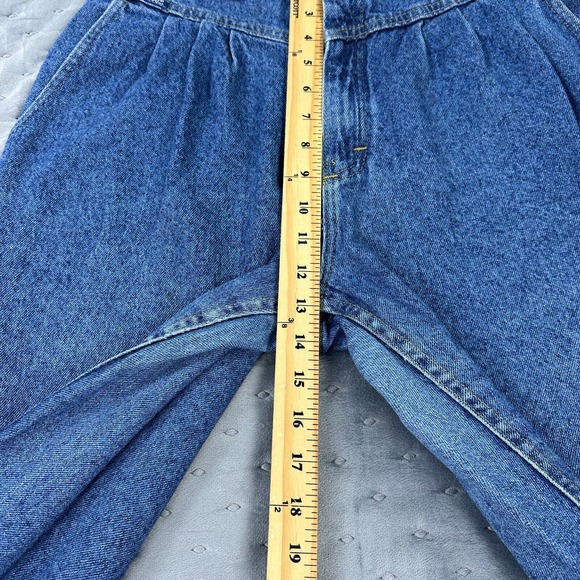 VINTAGE Lee Jeans Womens 14 Long Blue Paperbag Mom Tapered High Rise Made in USA - Picture 9 of 15